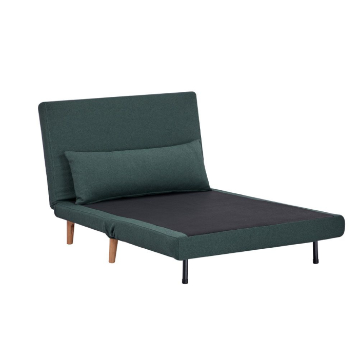 Fotoliu extensibil din stofă verde cu structură din lemn [6]