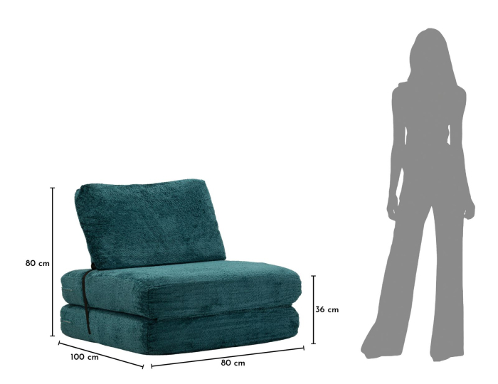 Fotoliu extensibil verde petrol din stofa boucle pentru living si HORECA [13]