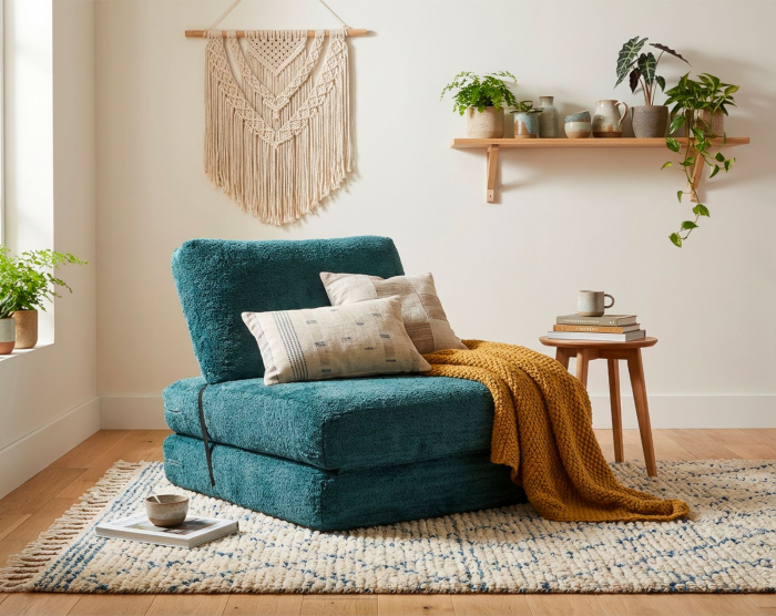 Fotoliu extensibil verde petrol din stofa boucle pentru living si HORECA [12]