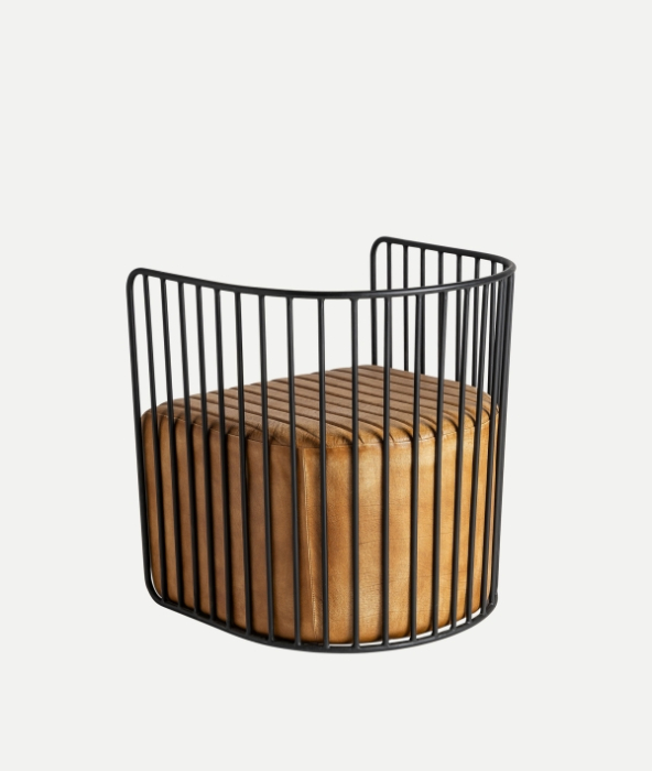 Fotoliu GOUZON piele maro cu structură metalică [2]