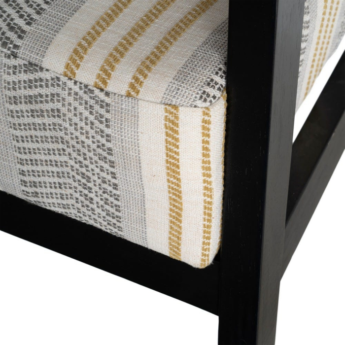 Fotoliu gri cu dungi decorative și structură lemn negru [6]