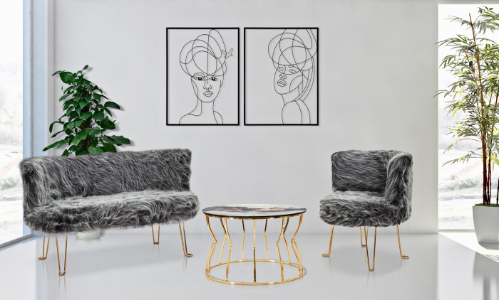 Fotoliu Hacil, fier/textil, auriu gri, creativdeco.ro [2]