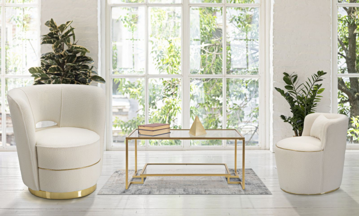 Fotoliu Iceland Space, crem/auriu, stofa tip bucle [3]