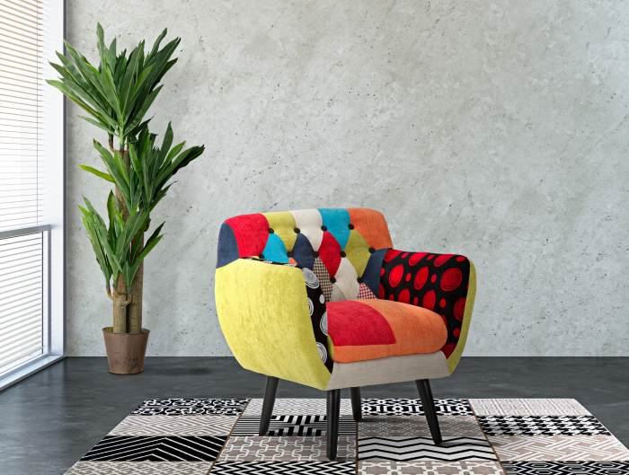 Fotoliu Imperial, stofa/lemn, multicolor - creativdeco.ro [2]