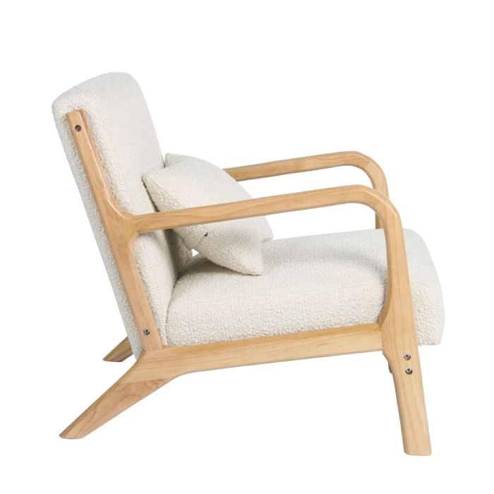 Fotoliu living design organic din lemn masiv cu tapițerie bouclé bej ORGANIC [4]