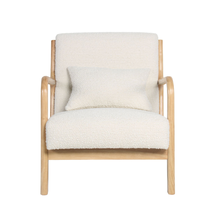 Fotoliu living design organic din lemn masiv cu tapițerie bouclé bej ORGANIC [3]