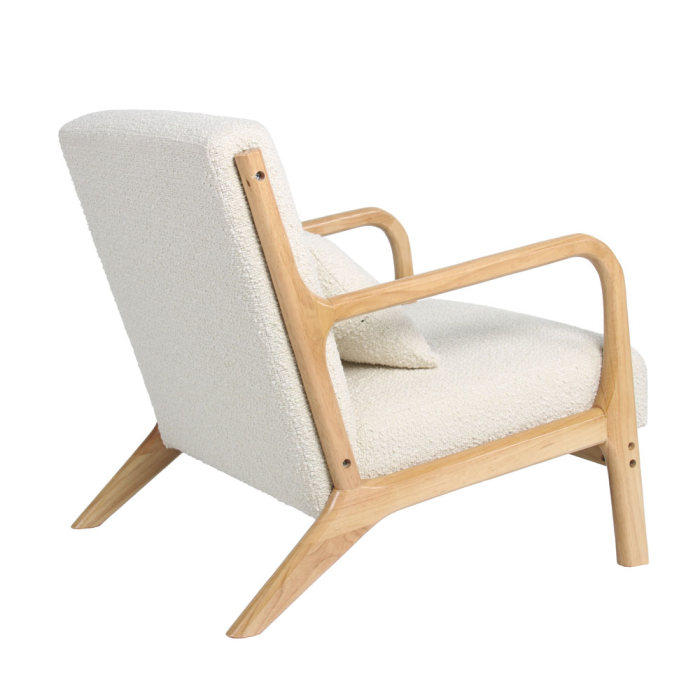 Fotoliu living design organic din lemn masiv cu tapițerie bouclé bej ORGANIC [5]