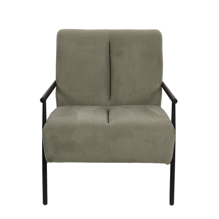 Fotoliu living din catifea raiată khaki cu structură metalică neagră KIOTO [2]