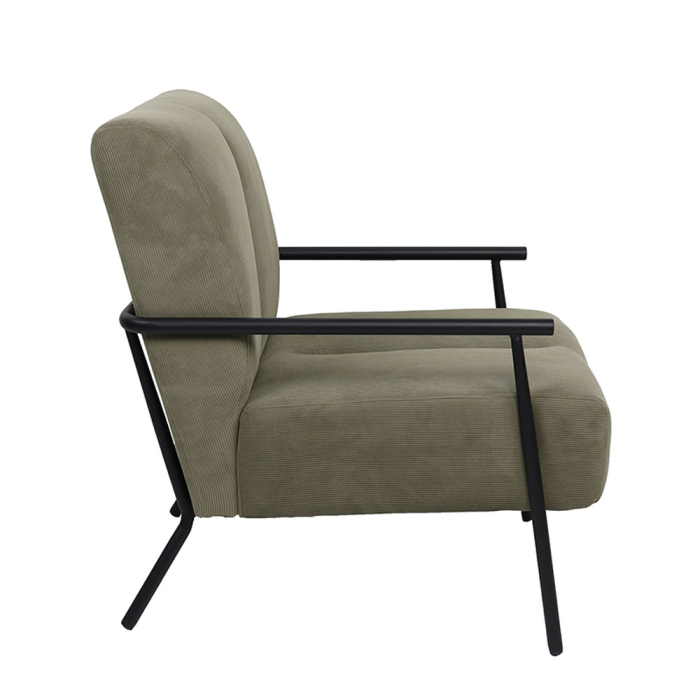 Fotoliu living din catifea raiată khaki cu structură metalică neagră KIOTO [3]