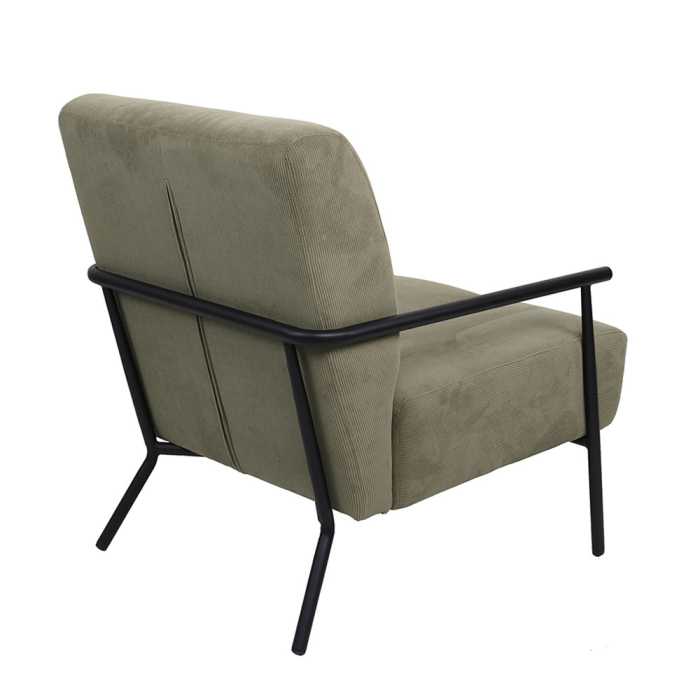 Fotoliu living din catifea raiată khaki cu structură metalică neagră KIOTO [4]