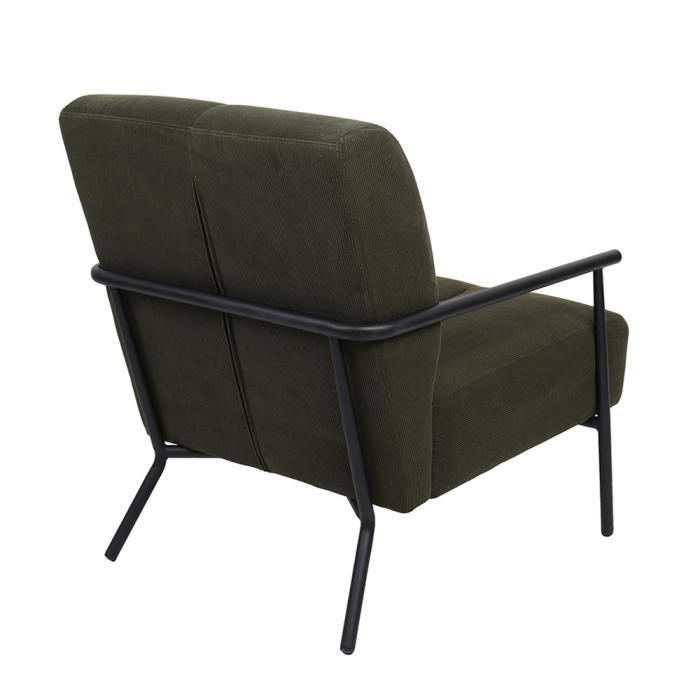 Fotoliu living din catifea raiată verde măsliniu închis cu structură metal negru [4]