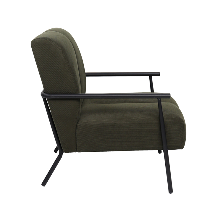 Fotoliu living din catifea raiată verde măsliniu închis cu structură metal negru [3]