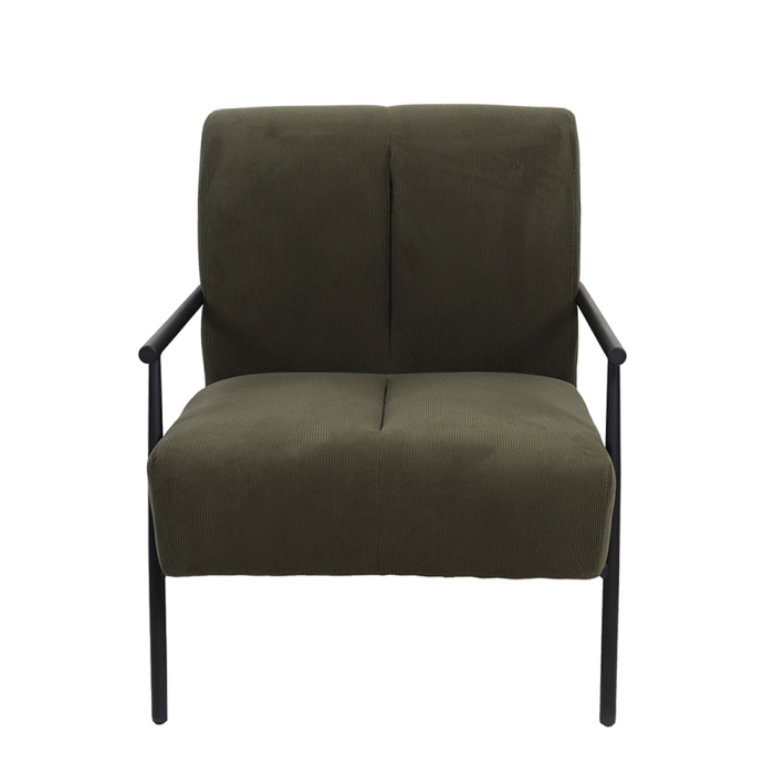 Fotoliu living din catifea raiată verde măsliniu închis cu structură metal negru [2]