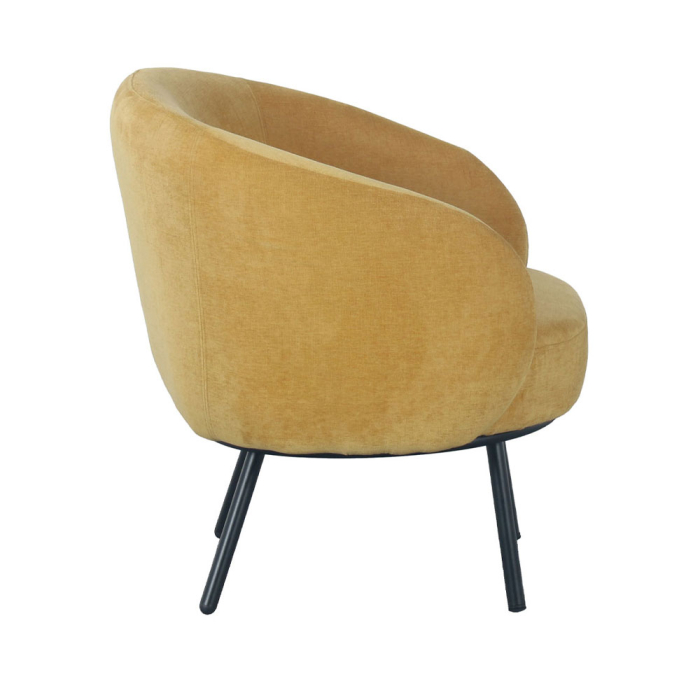 Fotoliu living elegant modern tapițat catifea galben muștar cu picioare metalice negre MALU [2]