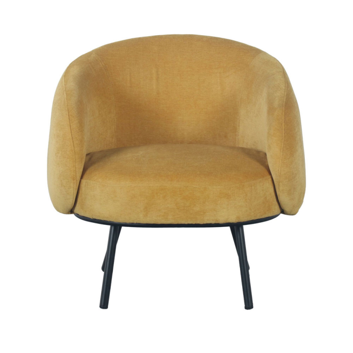 Fotoliu living elegant modern tapițat catifea galben muștar cu picioare metalice negre MALU [4]