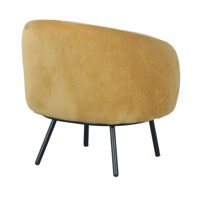 Fotoliu living elegant modern tapițat catifea galben muștar cu picioare metalice negre MALU [3]