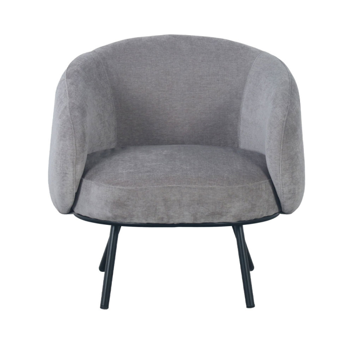 Fotoliu living elegant modern tapițat catifea gri cu picioare metalice negre MALU [4]