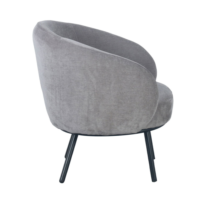 Fotoliu living elegant modern tapițat catifea gri cu picioare metalice negre MALU [2]