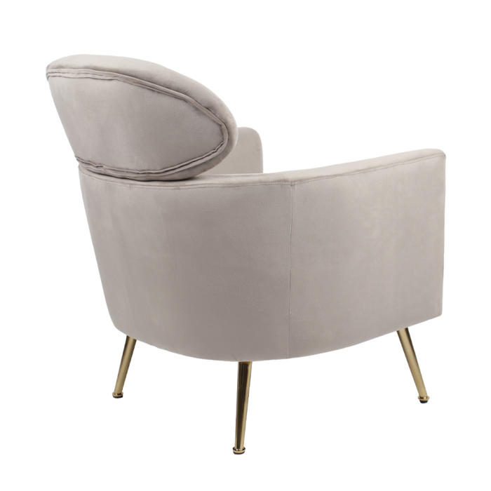 Fotoliu living elegant tapițat catifea bej cu picioare metalice aurii TESTA [4]