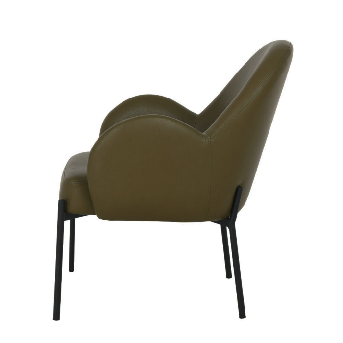 Fotoliu living modern tapițat piele ecologică verde cu picioare metalice negre SCOTCH [3]