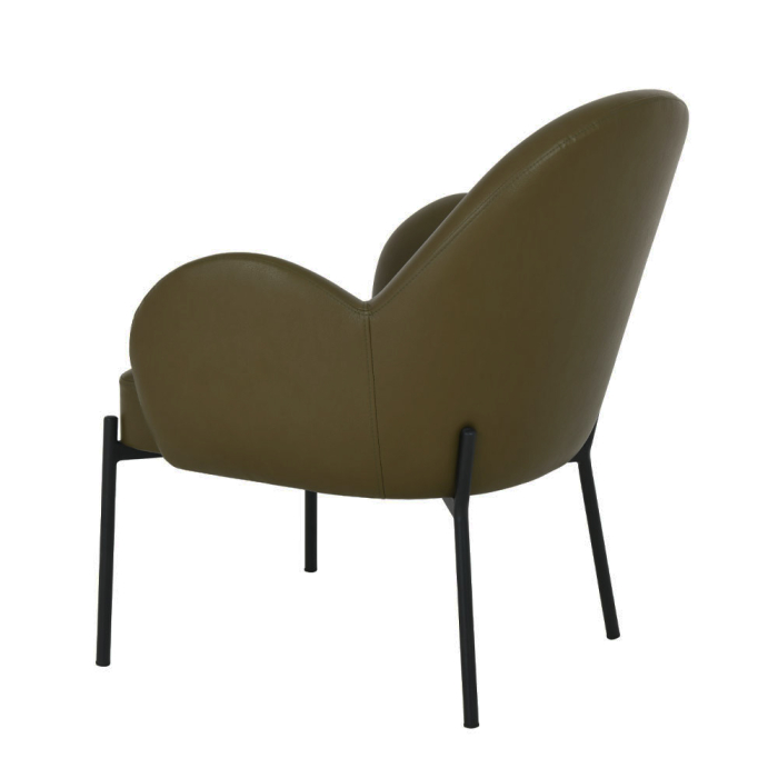 Fotoliu living modern tapițat piele ecologică verde cu picioare metalice negre SCOTCH [5]