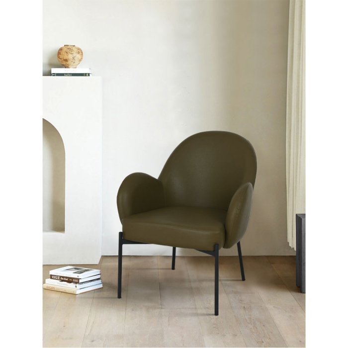 Fotoliu living modern tapițat piele ecologică verde cu picioare metalice negre SCOTCH [2]