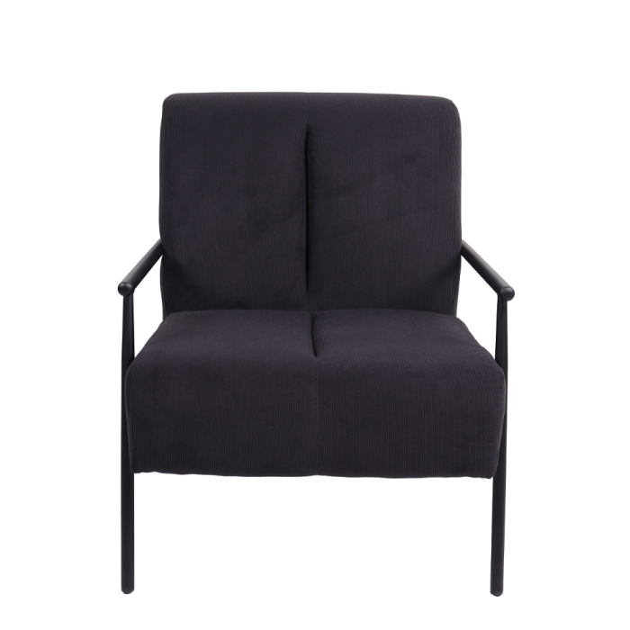 Fotoliu living stil Japandi tapițat chenille gri închis cu structură lemn și metal KIOTO [2]