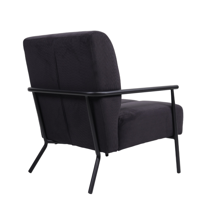 Fotoliu living stil Japandi tapițat chenille gri închis cu structură lemn și metal KIOTO [4]