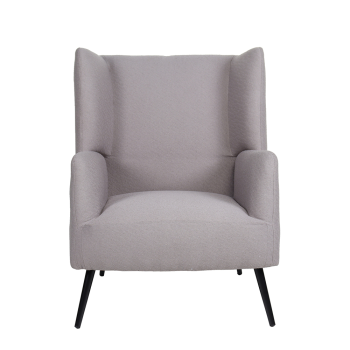 Fotoliu living tapițat bouclé gri cu structură din lemn de cauciuc [3]