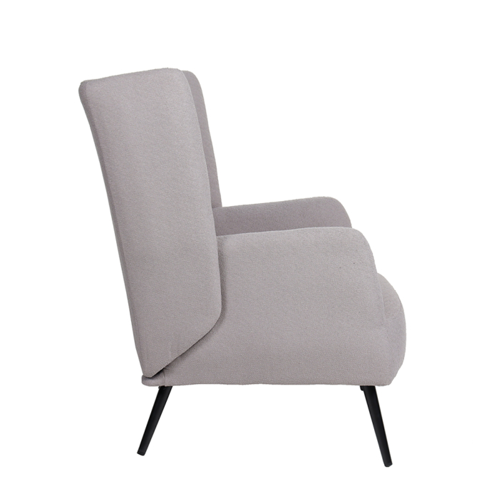 Fotoliu living tapițat bouclé gri cu structură din lemn de cauciuc [4]