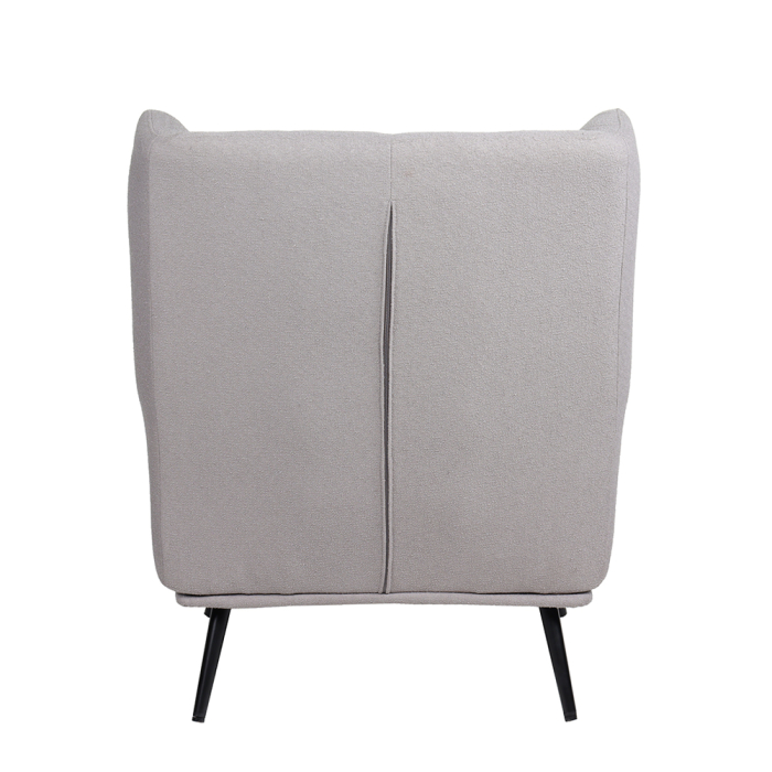 Fotoliu living tapițat bouclé gri cu structură din lemn de cauciuc [6]