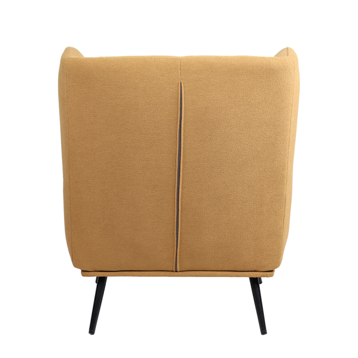 Fotoliu living tapițat bouclé muștar cu structură din lemn de cauciuc [7]