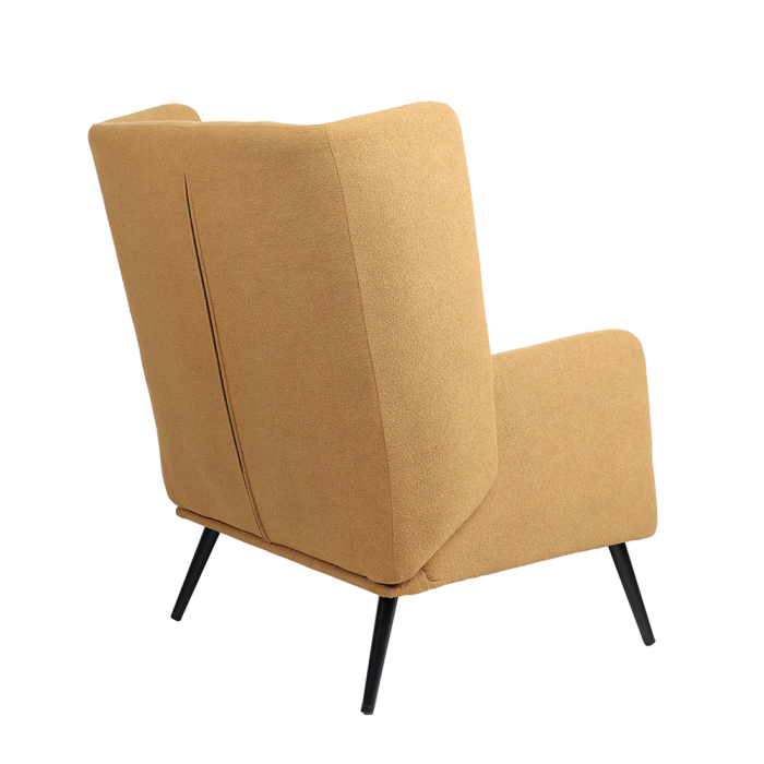 Fotoliu living tapițat bouclé muștar cu structură din lemn de cauciuc [6]