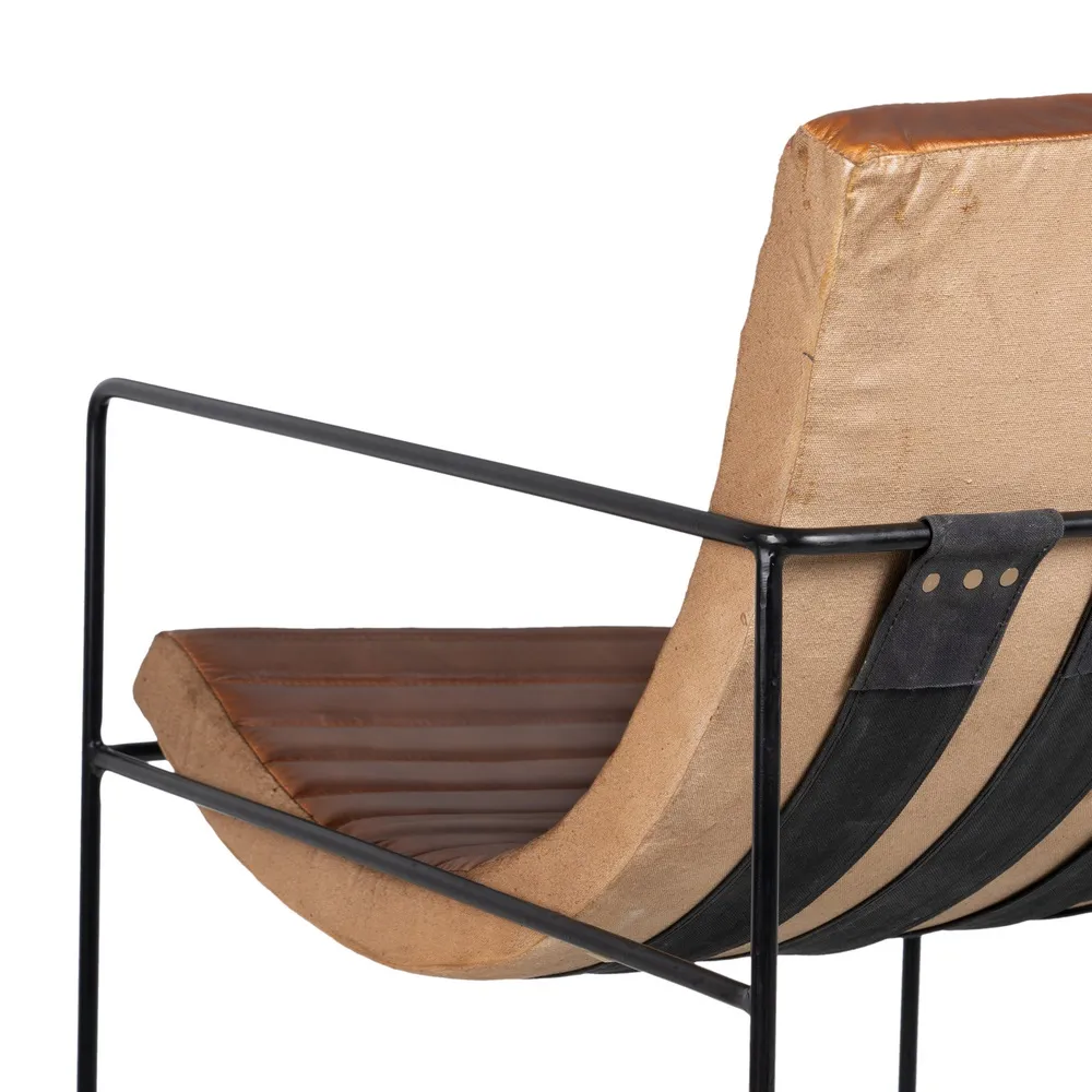 Fotoliu lounge maro, piele metal [9]