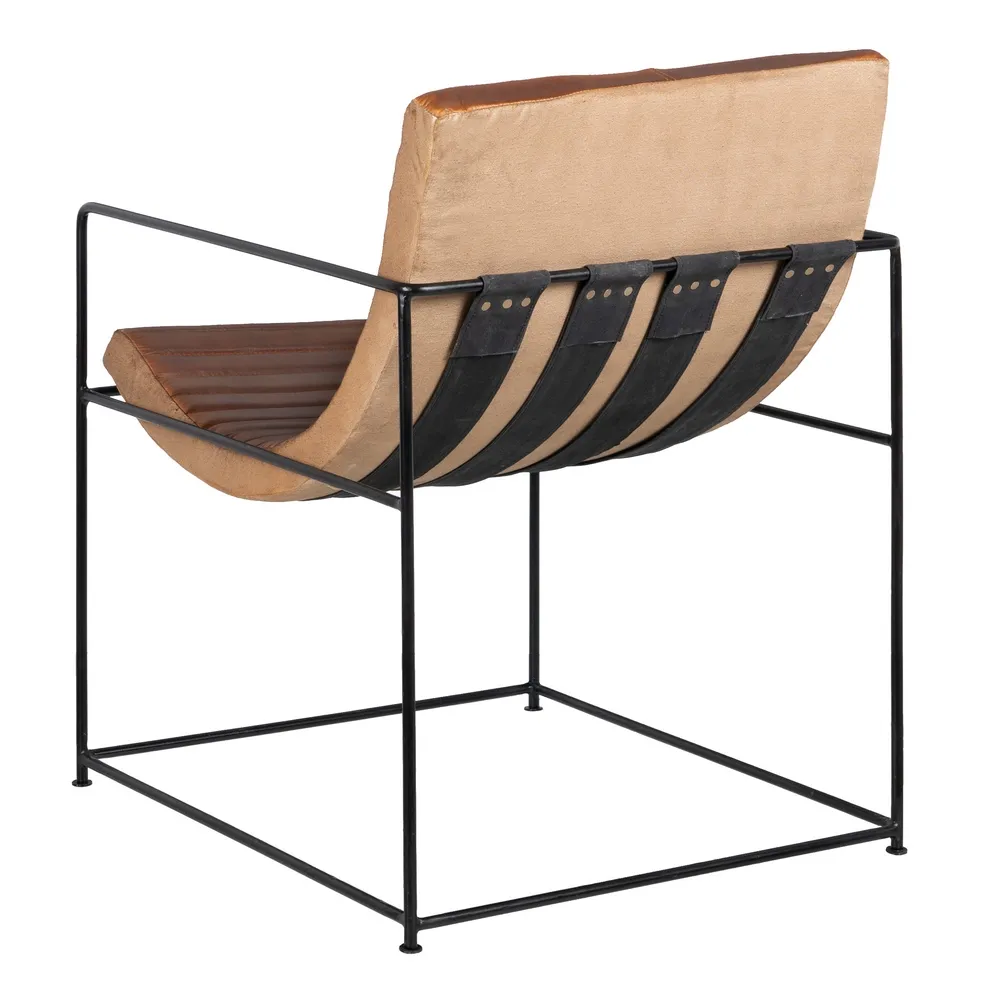 Fotoliu lounge maro, piele metal [5]
