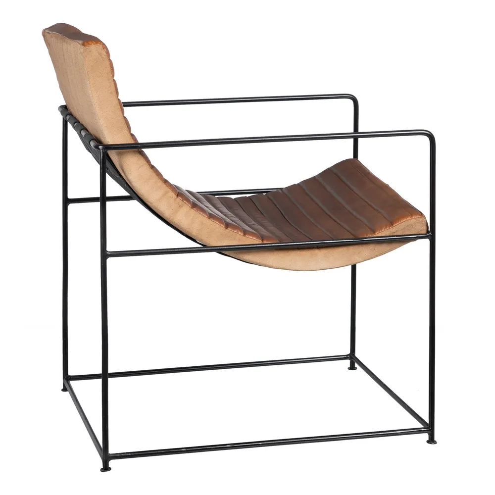 Fotoliu lounge maro, piele metal [6]