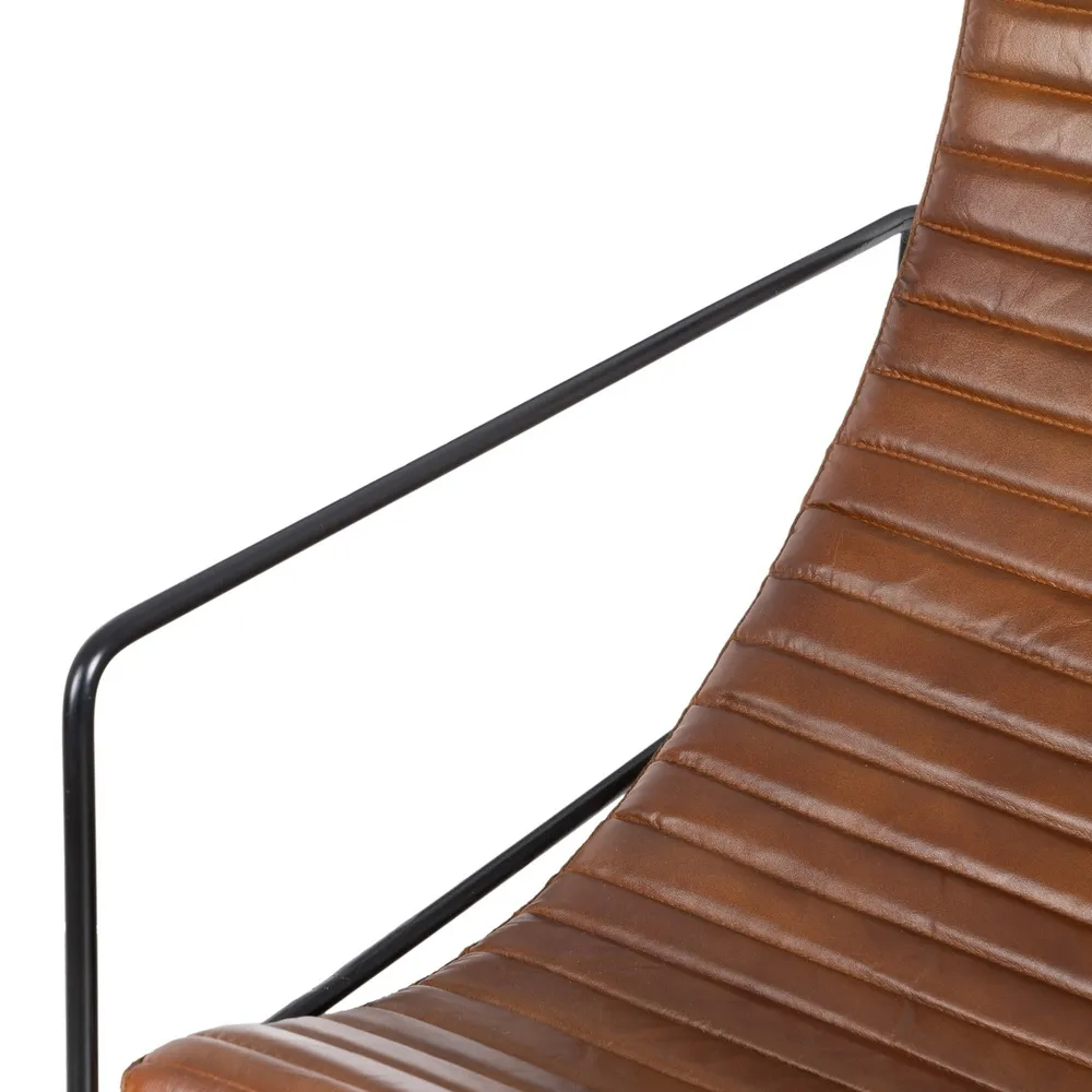 Fotoliu lounge maro, piele metal [4]