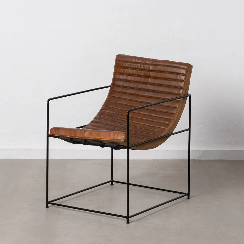 Fotoliu lounge maro, piele metal [2]
