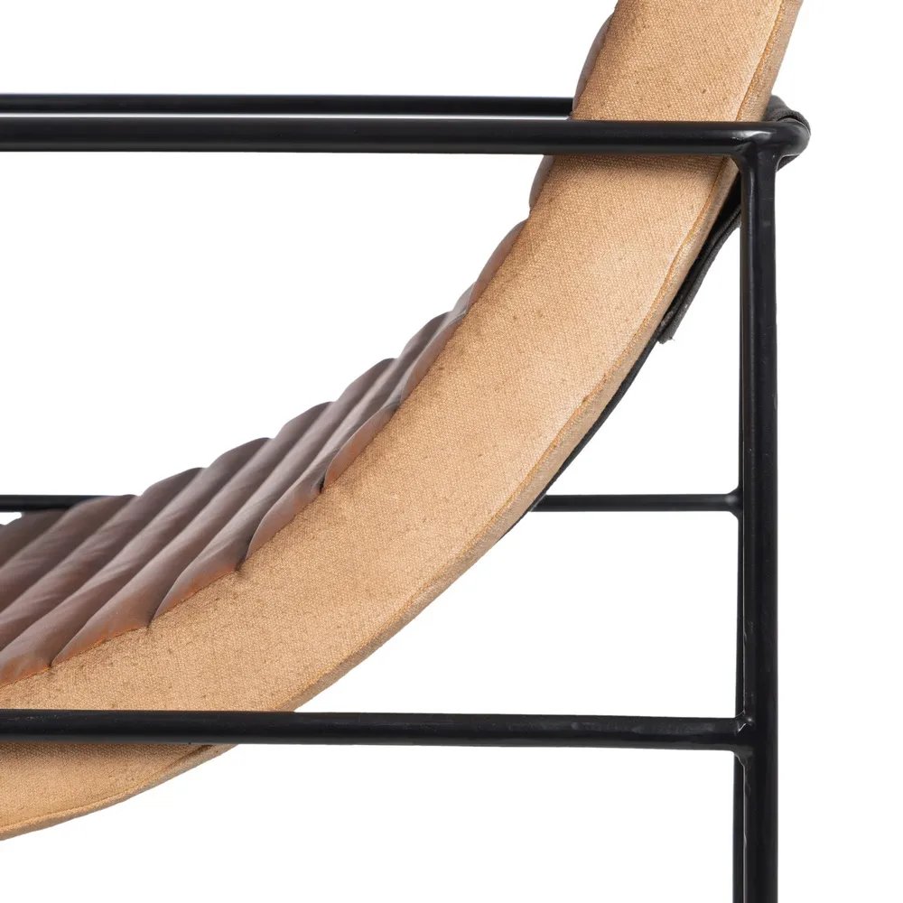 Fotoliu lounge maro, piele metal [10]