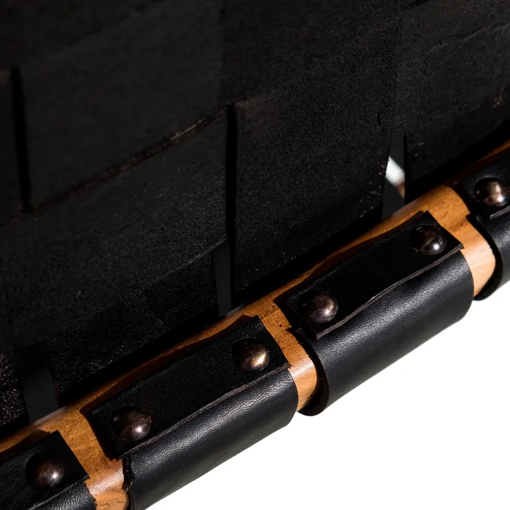 Fotoliu lounge piele neagra, lemn de tec - creativdeco.ro [7]