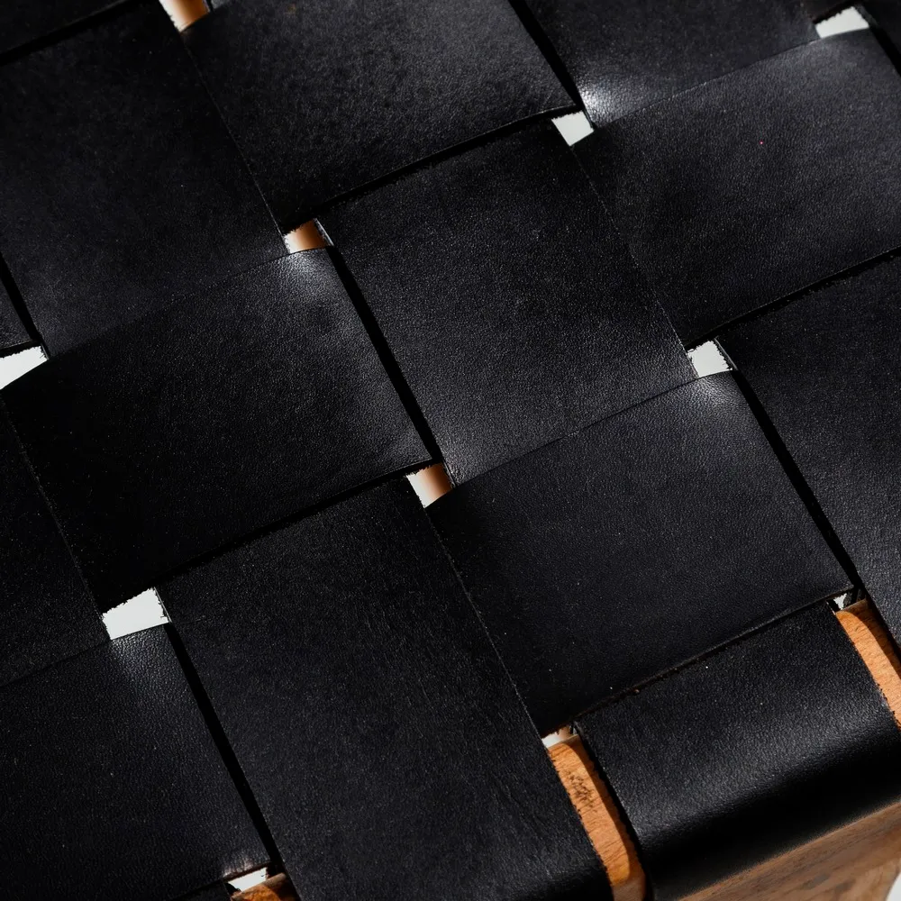 Fotoliu lounge piele neagra, lemn de tec - creativdeco.ro [6]