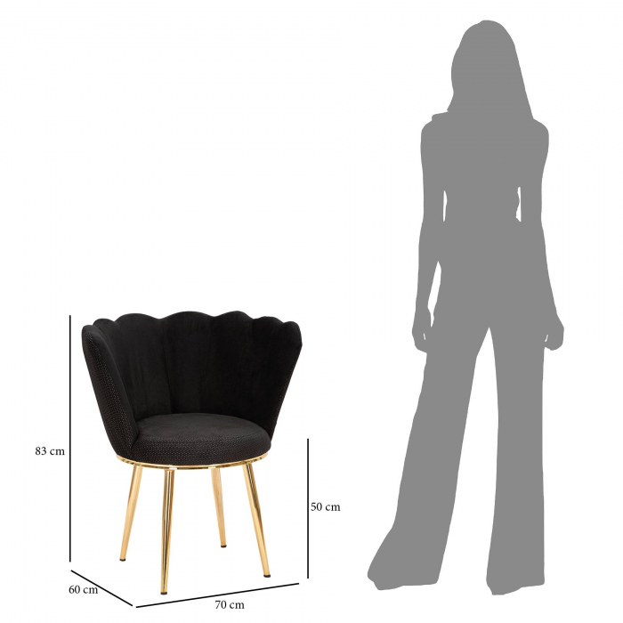 Fotoliu Mindy negru, textil metal auriu - creativdeco.ro [9]