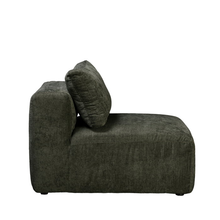 Fotoliu Box verde oliv – vedere frontală cu perne decorative și ambient natural [4]