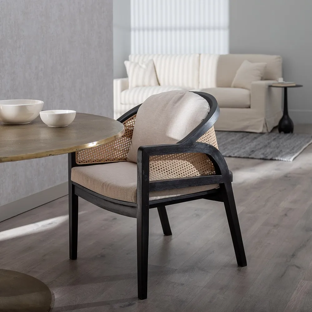 Fotoliu Natural Lemn Negru Ratan - CreativDeco.ro [2]