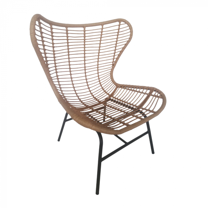 Fotoliu Butterfly natural cu pernă neagră – vedere laterală în decor exterior [6]