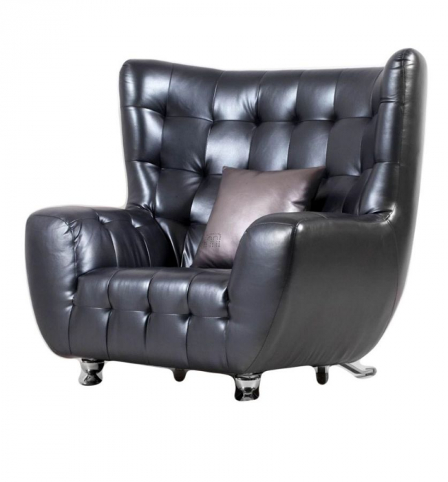 Fotoliu negru piele ecologica CreativDeco design traditional [2]