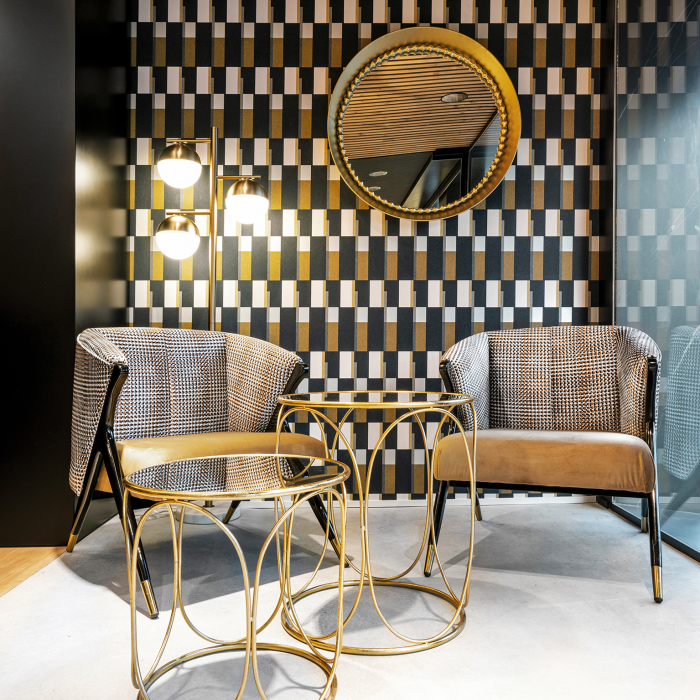 Fotoliu Art Deco catifea ocru|Fotolii luxoase [8]