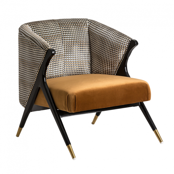 Fotoliu Art Deco catifea ocru|Fotolii luxoase [1]