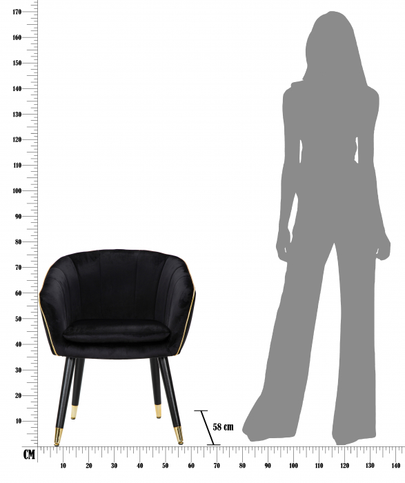 Fotoliu Paris, catifea/lemn, negru/auriu - creativdeco.ro [9]