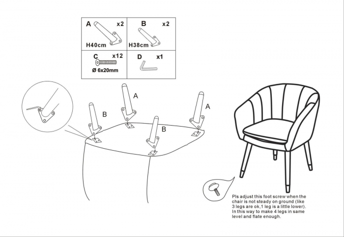 Fotoliu Paris, catifea/lemn, negru/auriu - creativdeco.ro [10]
